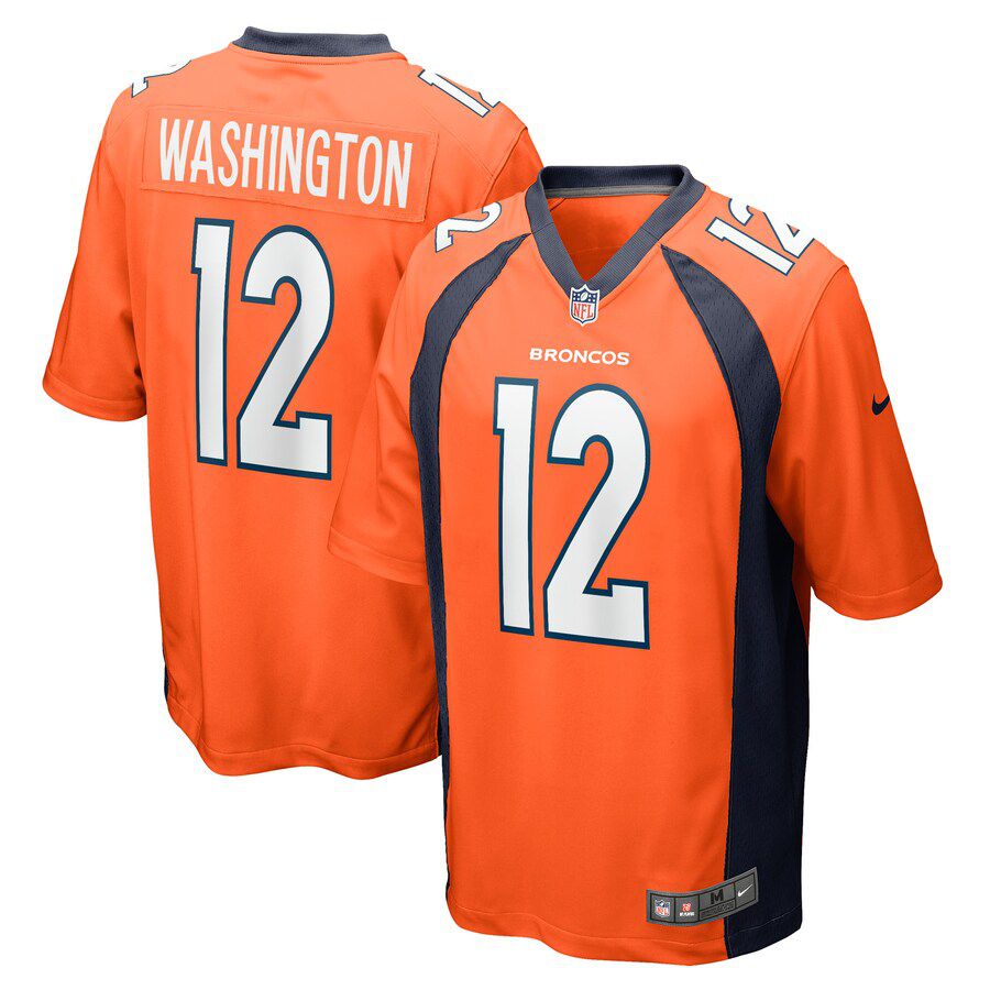 Men Denver Broncos #12 Montrell Washington Nike Orange Game Player NFL Jersey